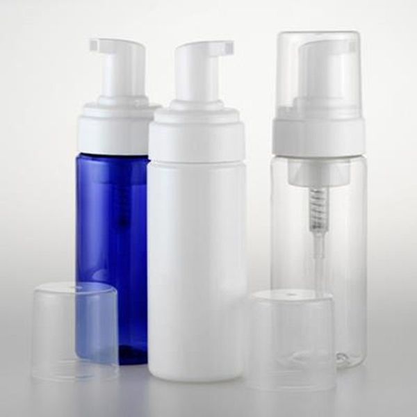 

150ml empty pet vacuum refillable bottle foaming bubble foam lotion dispenser pump white blue clear with overcap clear