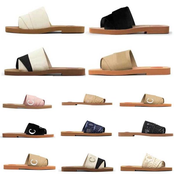 

casual shoes 2023 women's shoes wooden slippers canvas flat sandals slide white and black fashion outdoor beach flip-flops