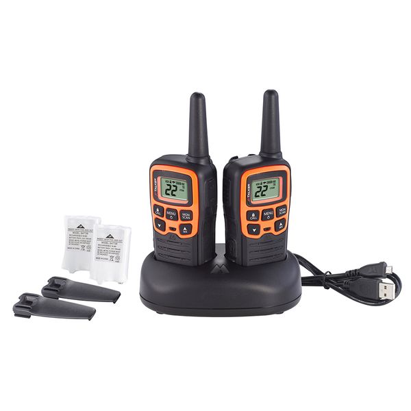 

t51vp3 pair of t51 frs radios 28 mile 22 channels black/orange compass