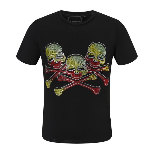 

phillip plain men's t-shirts designer pp skull diamond t shirt short sleeve dollar brown bear brand o-neck streetwear skulls tshirt pp2, White;black