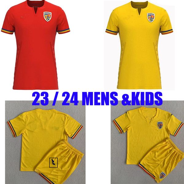 

2023 2024 romanias soccer jerseys home away 23 24 alexandru cicaldau ianis hagi dennis man marin football shirts maillots camiseta de futbol, Black;yellow