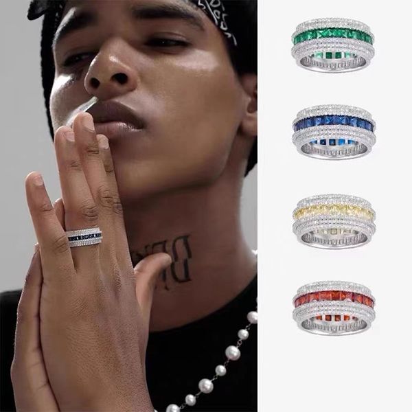 

eternity gemstones ring 925 sterling silver party wedding band rings for women men promise engagement jewelry birthday gift, Slivery;golden