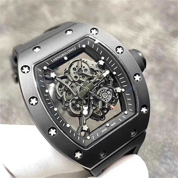 

luxury milles richards perspective bull hollow out mechanical skull fashion men's watch personality silicone tape creative casual men&#, Slivery;golden