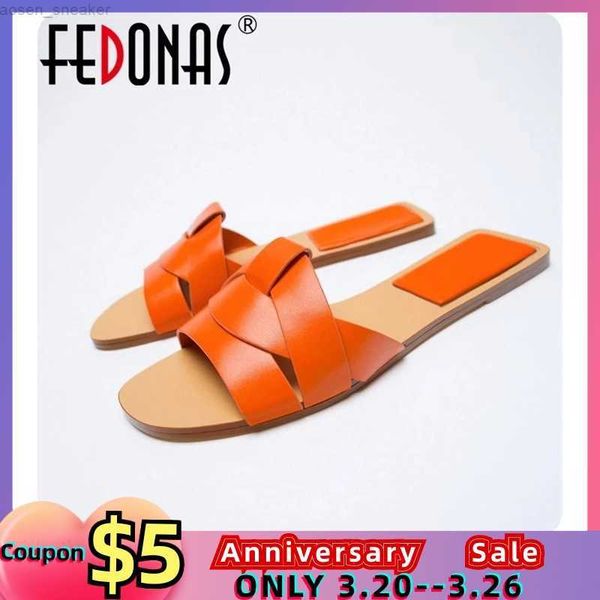 

fedonas ins women flats sandals genuine leather comfort casual shoes woman summer slippers female sandals 0414, Black