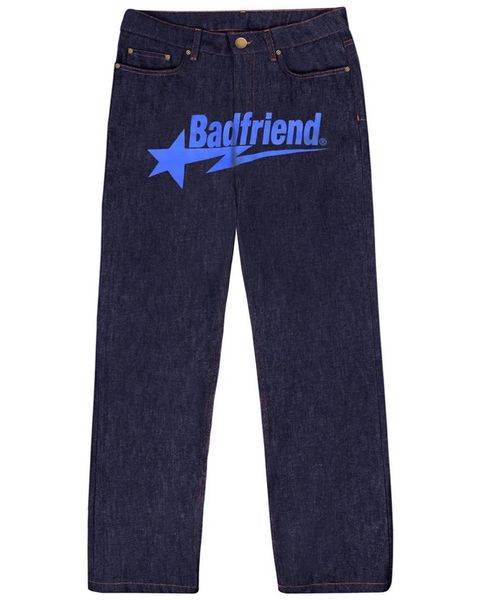 

2023 designer mens jeans university y2k badfriend hip hop letter printed black pants men women fashion casual rock wide foot baggy trouser s