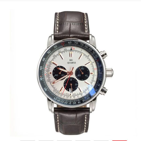 

2023 fine men's watch multi-functional design japanese multifunctional quartz watches arch bridge reinforced glass military watchband 1, Slivery;brown