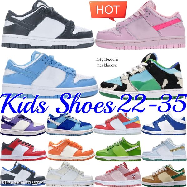 

kids shoes low designer sneakers toddler baby running shoe white black panda kid youth trainers chlorophyll triple pink boys girl children c