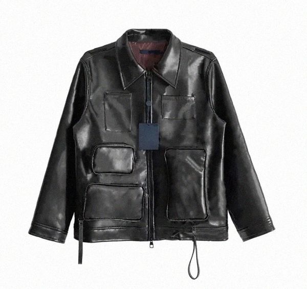 

designer fashion mens jackets lapel zipper cardigan with multiple pockets embellished jacket street casual winter wear womens coats e1gr#, Black;brown