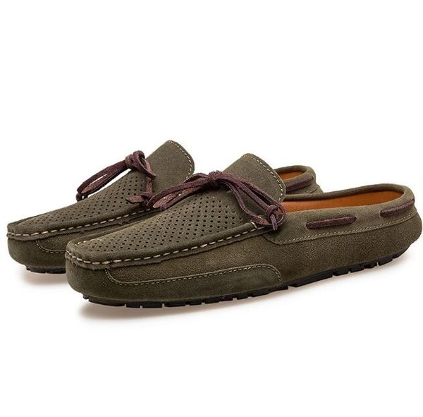 

casual loafers sandals blue white shoes male light half shoes comfortable anti-slip men walking driver shoes size 38-46, Black