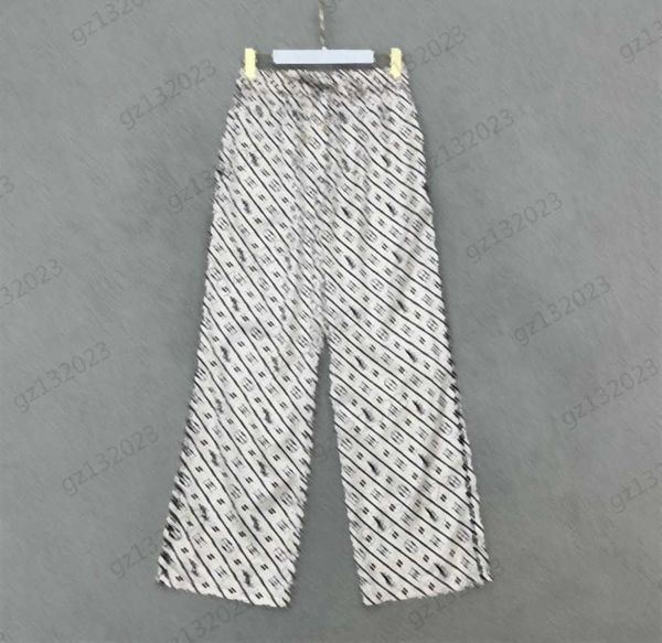 

designer pants plaid jacquard design elastic high waist loose casual trousers waist rubber band drawstring design spring and summer thin pan, Black;white