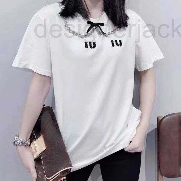 

women's t-shirt designer 23 spring short sleeved t shirt designer t new rhinestone sweat womens fashion pullover tee trend t- 2ia2, White