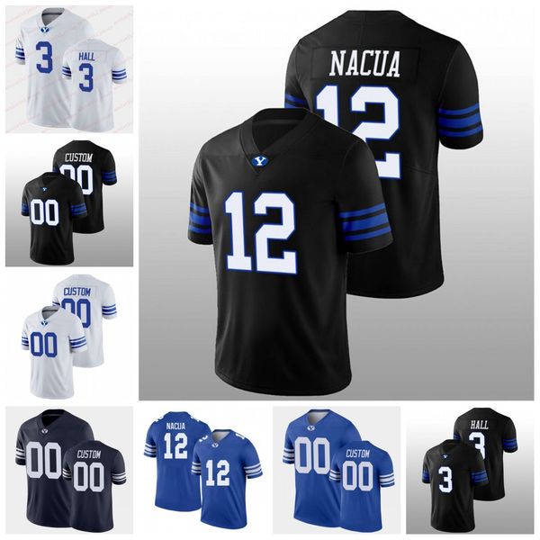 

custom byu cougars football jersey puka nacua jaren hall kingsley suamataia chaz ah you aisea moa logan fano dom henry byu jerseys, Black