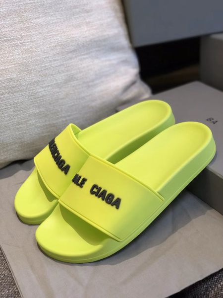 

men women's mules slipper rubber summer pool slide sandals bbb paris designer luxury fashion 3d embossing logo ladies beach flat flip f, Black
