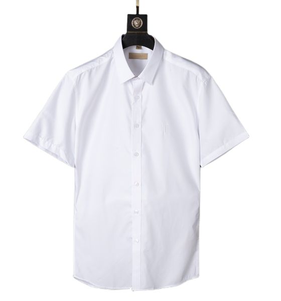 

designer men's dress shirt business fashion casual classic shirt brand men's short sleeve spring and summer slim fit shirt clothin, White;black