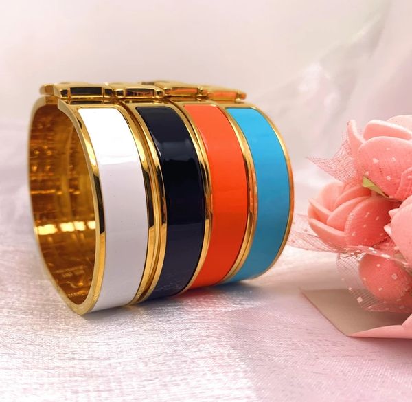 

fashion designer bracelet 18k gold bangle for men enamel bracelet man woman cuff bracelet love bracelet 12mm wide with gift bag, Black