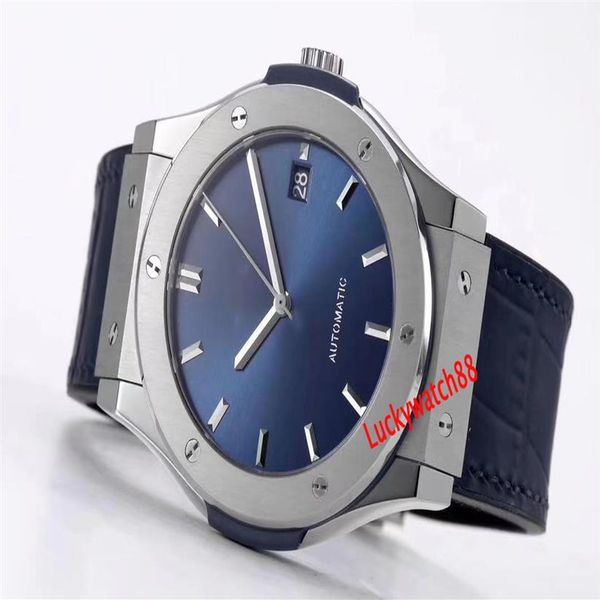 

2022 whole luxury men's business watch automatic movement 904l stainless steel leather strap sapphire glass285m, Slivery;brown