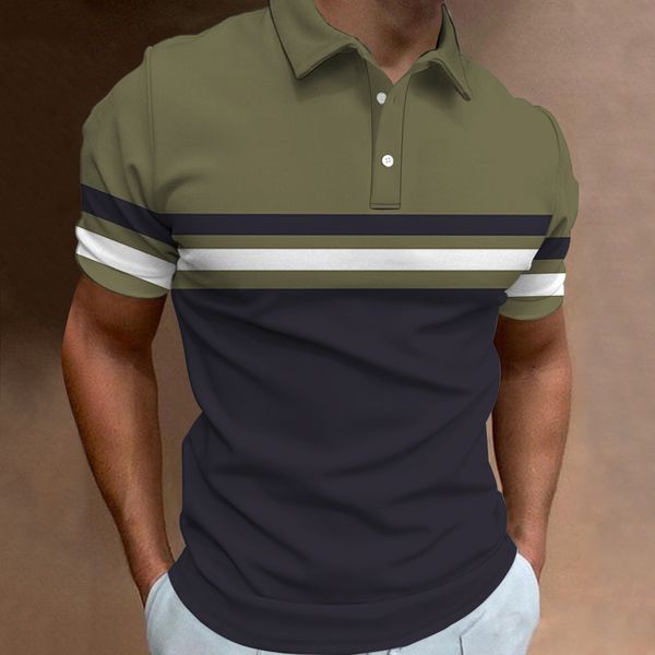 

men's polos business short sleeve t-shirt plaid men polo shirt mesh breathable lapel casual t-shirt summer fashion men's t-shir 23, White;black