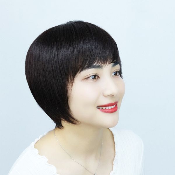 

europe and united states ladies wigs, real wigs, wigs, headgear, ladies, poepoe hair, wigs, bobo hair, Black;brown