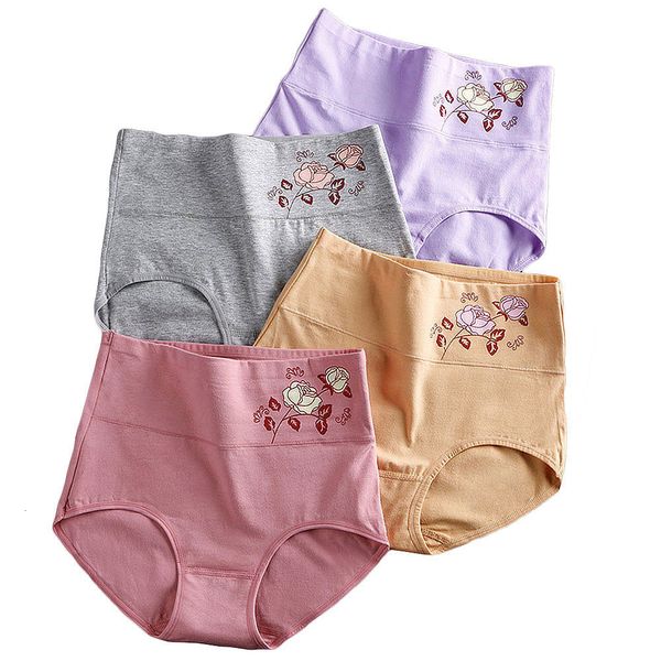 

women's panties currada 3 pieces/lot cotton panties women briefs high waist control abdomen slimming shapewear female postpartum recove, Black;pink