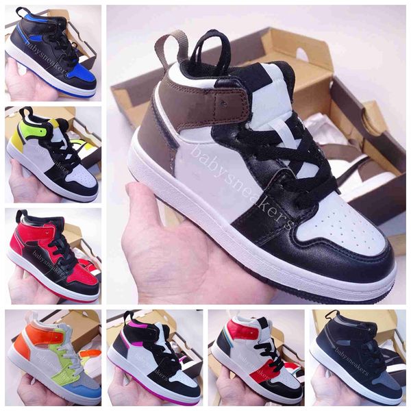 

designer infants 1s 2023 kids basketball shoes kid shoes game royal scotts obsidian chicago bred sneakers mid multi-color boys grils tie-dye, Black