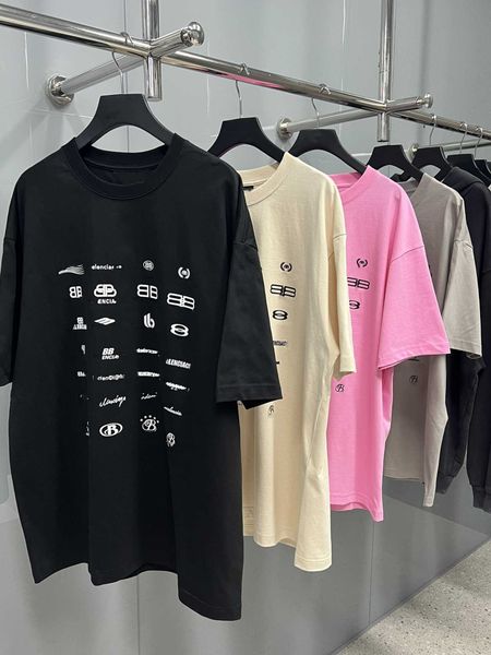 

classic collection multi element printing men's and women's loose fashion brand os version t-shirt short sleeve, White