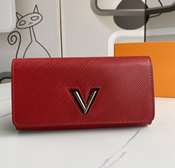 

fashion designer womens wallets luxury twist purses flower metal letters credit card holders ladies long slim money clutch bags with box hig, Red;black