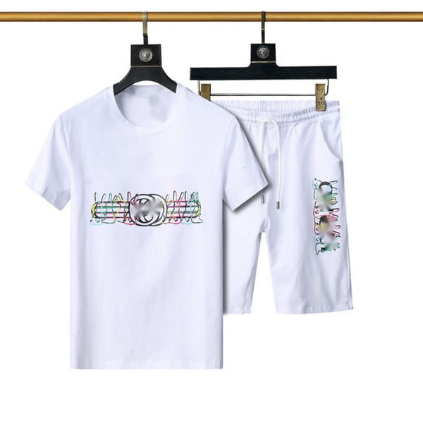 

men s tracksuits summer cotton t shirt and shorts printed pattern short sleeve for men women 2 piece suit 230414, Gray