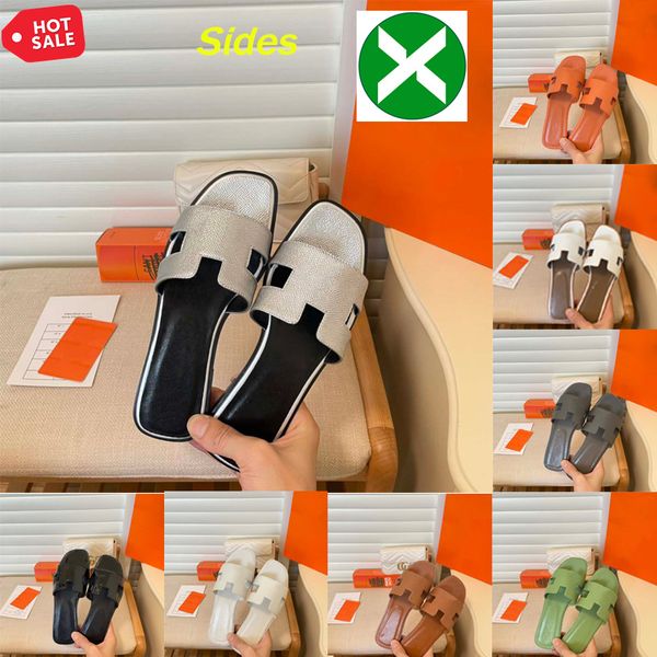 

designer sandals oasis slippers classic flat woman flip flops suede leather oran slides exquisite ladies party shoes large size 35--40-41-42, Black