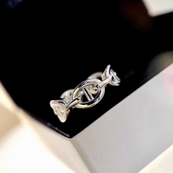 

luxury rings new fashion creative jewelry enamel for women man designer h letter band rings woman party wedding lovers gift with box, Silver