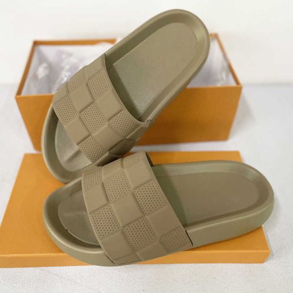 

designer slippers waterfront sandals beach slides men slide flat slipper embossed mule rubber slide summer shoes for women 35-46 no441, Black