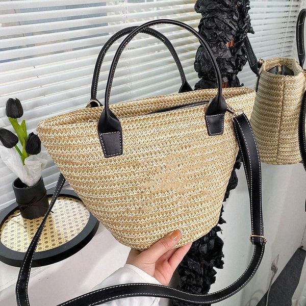 

triomphe designer teen woven straw bag classic women messenger crossbody bags girls beach purse shoulder handbag vintage rattan summer 54xi#
