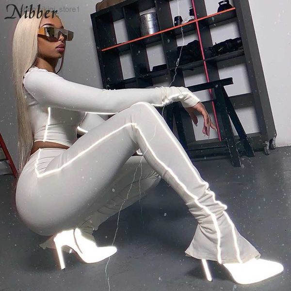 

women's two piece pants nibber high elastic fitness tracksuit striped women set fall sleeve zipper crop + suit 201007 cpd1, White