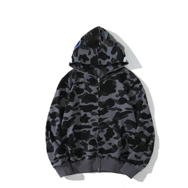 

designer mens hoodie full zip up shark hoodies woman camouflage jacket hoody hooded sweatshirt man womens sweater long sleeve bapes 3qi05, Black