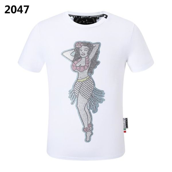 

summer t-shirt belt ironing drill process wholesale men's cotton t-shirt men's designer for men's casual new shirt crewneck s, White;black