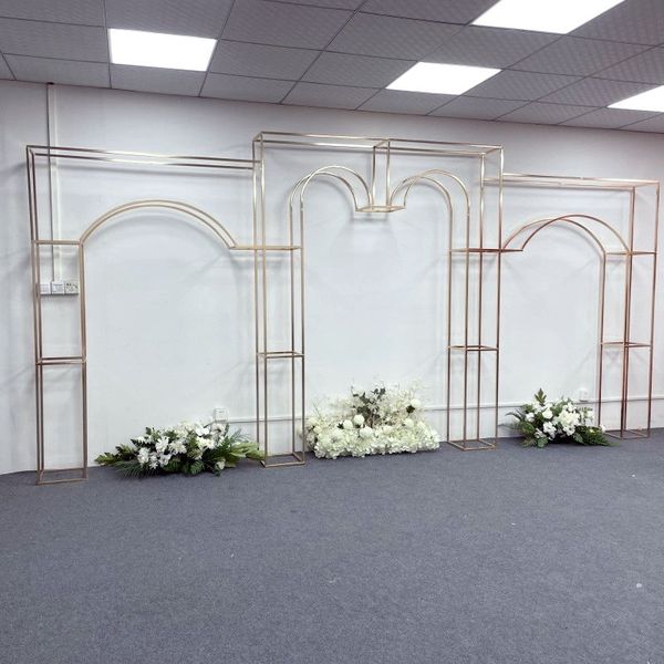 

wedding decoration metal stand props hall screen background frame 5.9 meters big 3 arch flower rack welcome sign graduation scene floral wal
