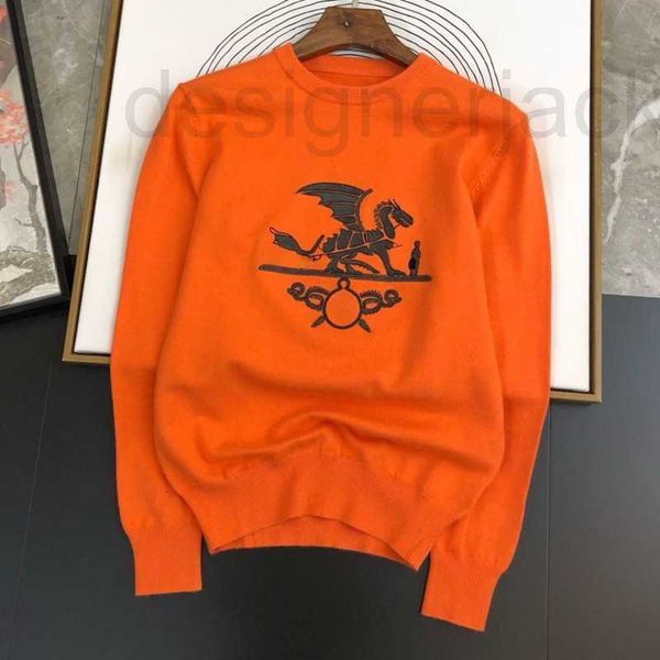 

men's sweaters designer fashion knitting sweater couple embroidery dragon carriage pattern cashmere business casual round neck pullover, White;black