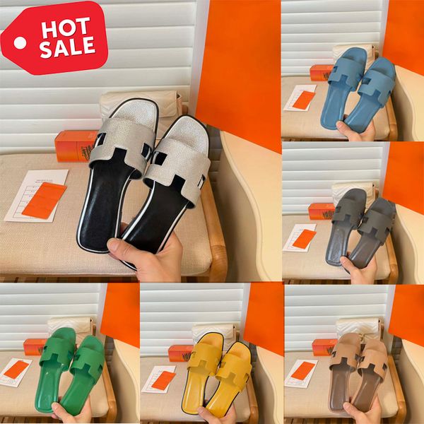 

2023 sandales fashion sandals genuine leather for women slippers summer luxury flat slides ladies summer beach sandal party wedding oran sli, Black