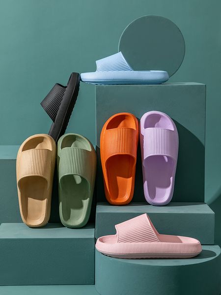

slippers women thick platform cloud slippers summer beach eva soft sole slide sandals leisure men ladies indoor bathroom anti-slip shoes 230, Black