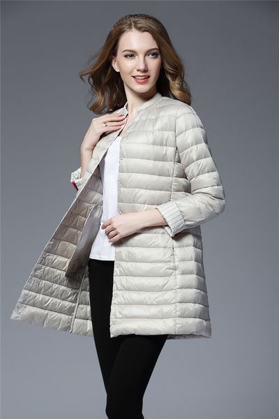 

light down jacket women's long fashion slim down coats, Black