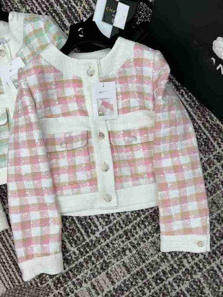

women's fur & faux designer 2023 spring/summer new small fragrant wind gentle and sweet versatile reduced age light plaid contrast roun, Black