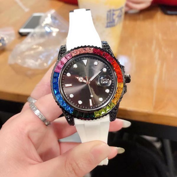 

new skittles beans boutique men's watch quartz movement with calendar 43mm, Slivery;brown