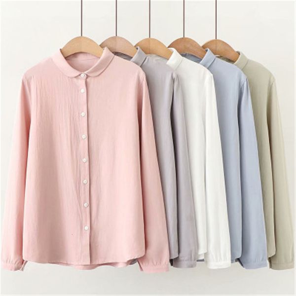 

women's blouses shirts korean fashion woman blouses women shirts and blouses cotton lady long sleeve solid color office work white clo