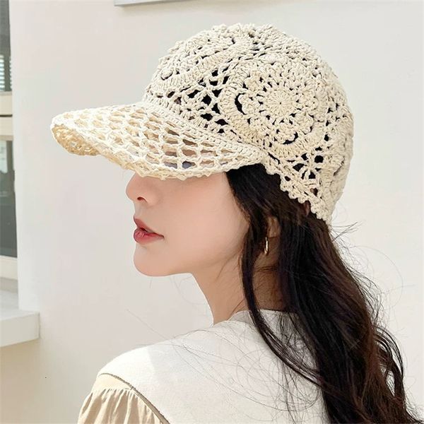 

ball caps 052509226 summer hand crocheted flowers sport lady baseball hat women leisure visors cap 230414, Blue;gray
