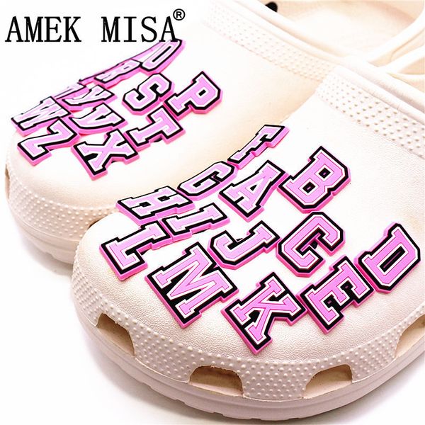 

shoe parts accessories single sale 1pcs pink letters croc charms sandals decorations jeans pins badge party favors drop 230414, White;pink