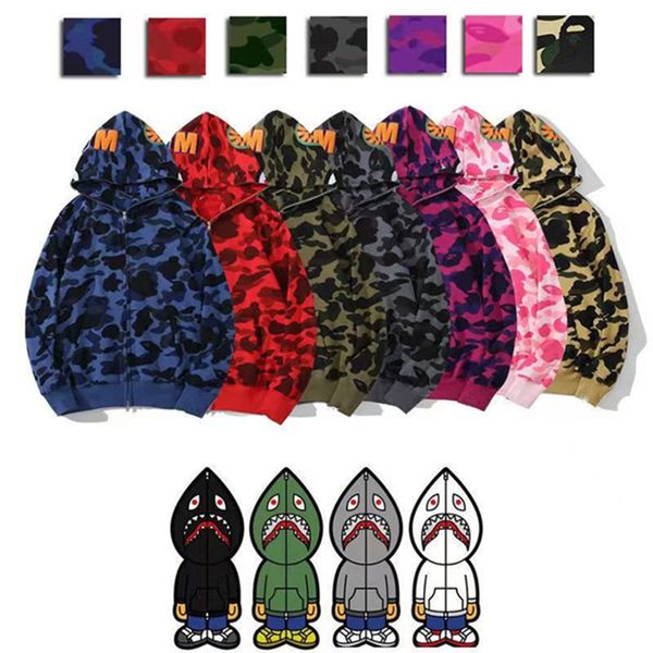 

hoodies shark hoodie mens designer hoodie womens fashion men warm jackets sharks cartoon hoodie camouflage cotton cardigan man casual, Black