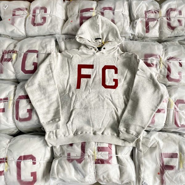 

men's hoodies fashion ess designer hoody checked feel of god season 7 main line fog sweater fg red flocking printed high street loose h, Black