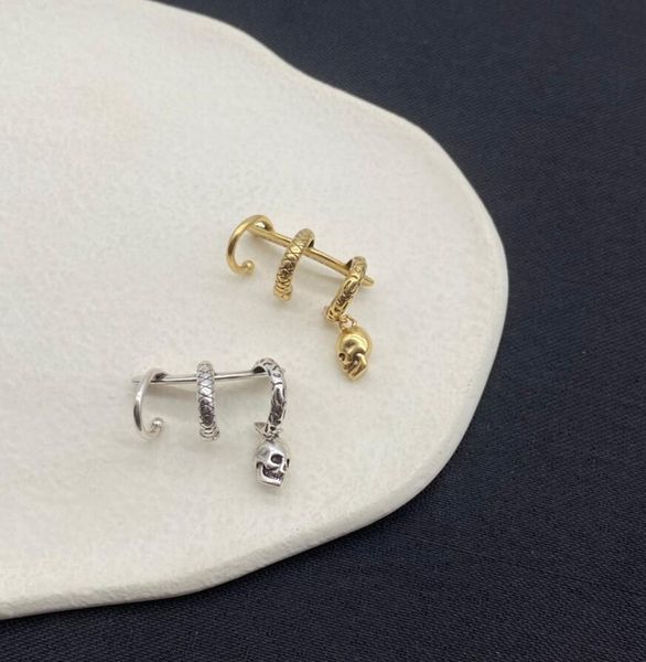 

hip hop punk ear cuffs earring skeleton dangle aretes orecchini designer gothic cartilage clips single earrings for men women party fashion, Silver
