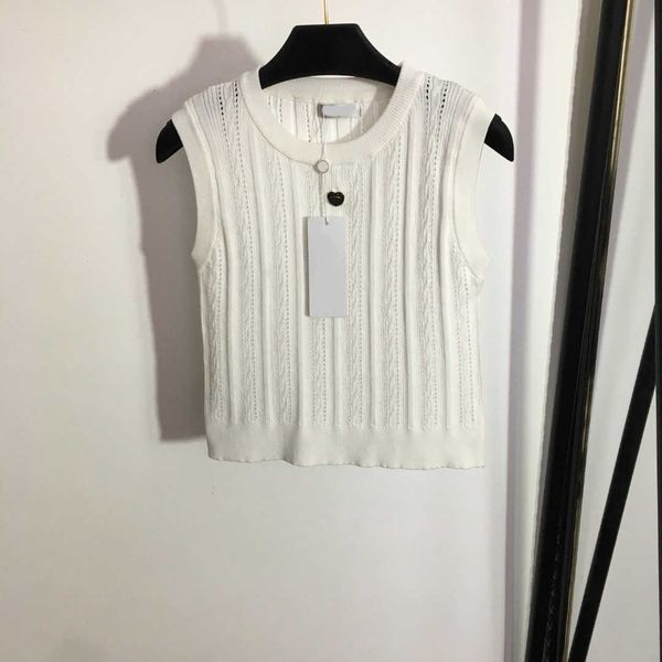 

23ss tank sling womens designer clothing brand knitting vest t-shirt little spice twist hollowed out knitted vest women clothing, Black;white