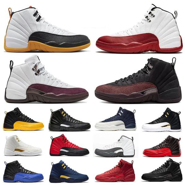 

12s men basketball shoes jumpman 12 cherry field purple mens trainers black taxi royalty flu game stealth gamma blue mens trainers sports sn