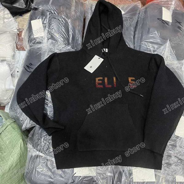 

men's sweaters designer 22ss mens women designers hooded luxury men womens sequin letter man paris street long sleeve green gray white, White;black